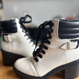 Mix No. 6 White and Black Lace Up Boots